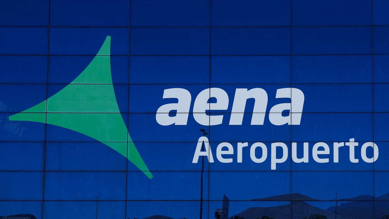 FILE PHOTO: A view of the logo of Spanish airport operator Aena at the Gran Canaria airport in Telde