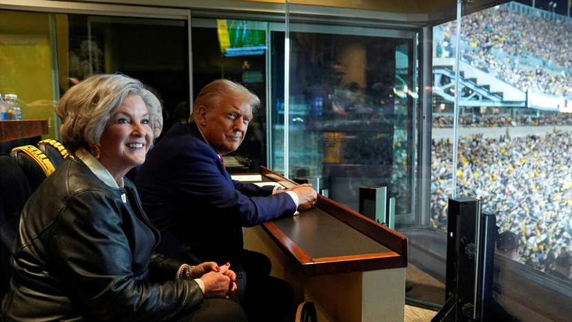 FILE PHOTO: Trump attends the New York Jets football game against the Pittsburgh Steelers, in Pittsburgh