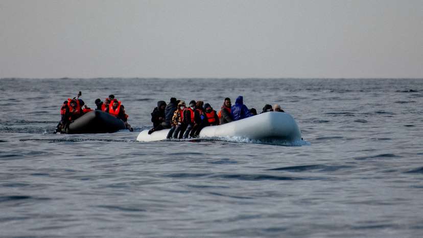 FILE PHOTO: Migrants cross the English Channel in small boats