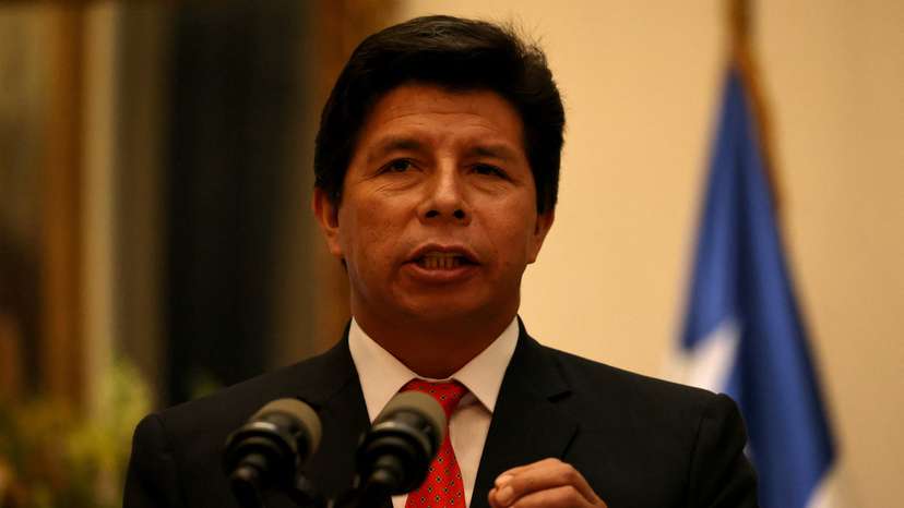 Chile's President Gabriel Boric and Peru's President Pedro Castillo meet at the La Moneda government palace in Santiago