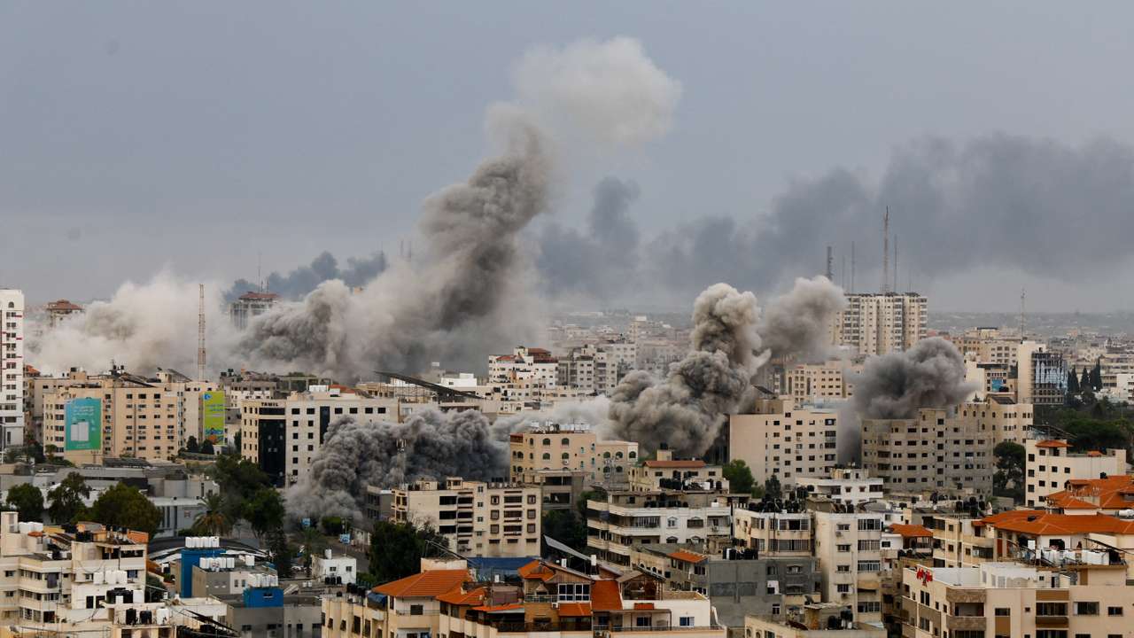 Smoke rises following Israeli strikes in Gaza