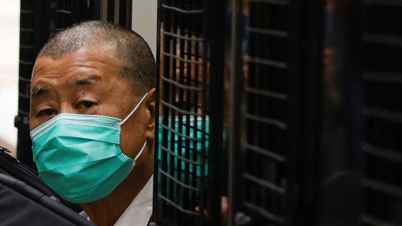 Media mogul Jimmy Lai, founder of Apple Daily, arrives the Court of Final Appeal by prison van in Hong Kong