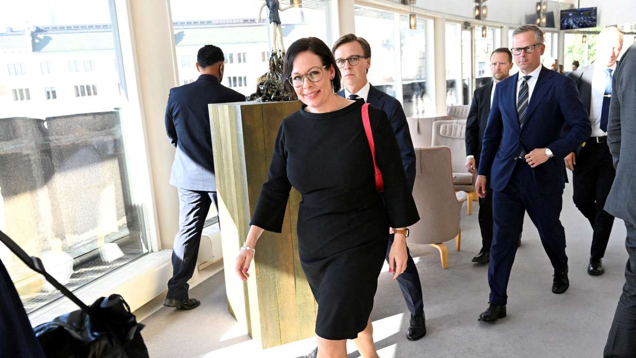 Sweden's new foreign minister Maria Malmer Stenergard walks after the opening of the parliament (Riksdagen) in Stockholm