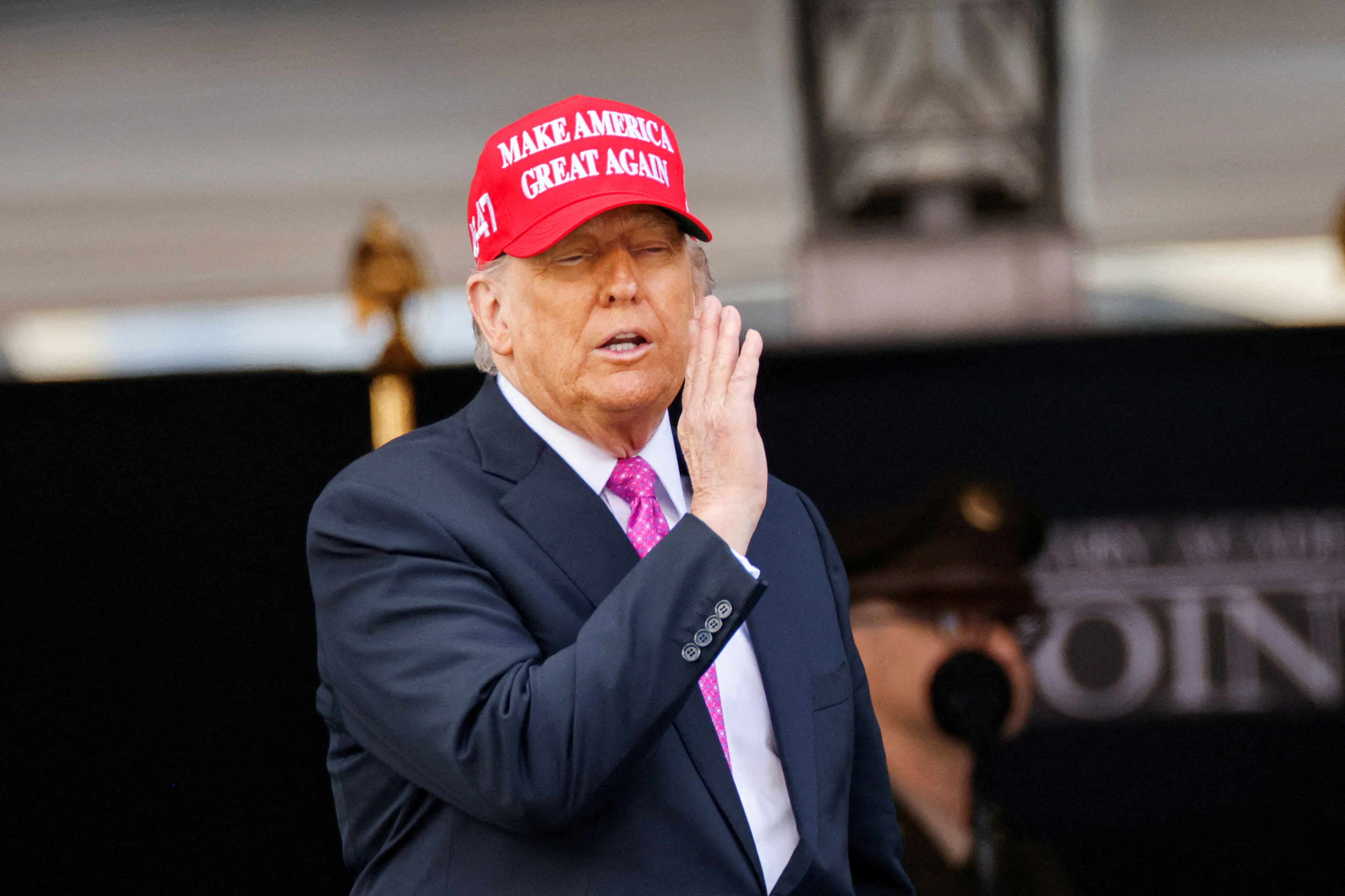 FILE PHOTO: President Donald Trump is shown at West Point Military Academy, New York