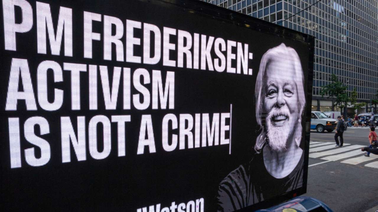 FILE PHOTO: Trucks with digital billboards displaying a photo of Paul Watson and calling for his release