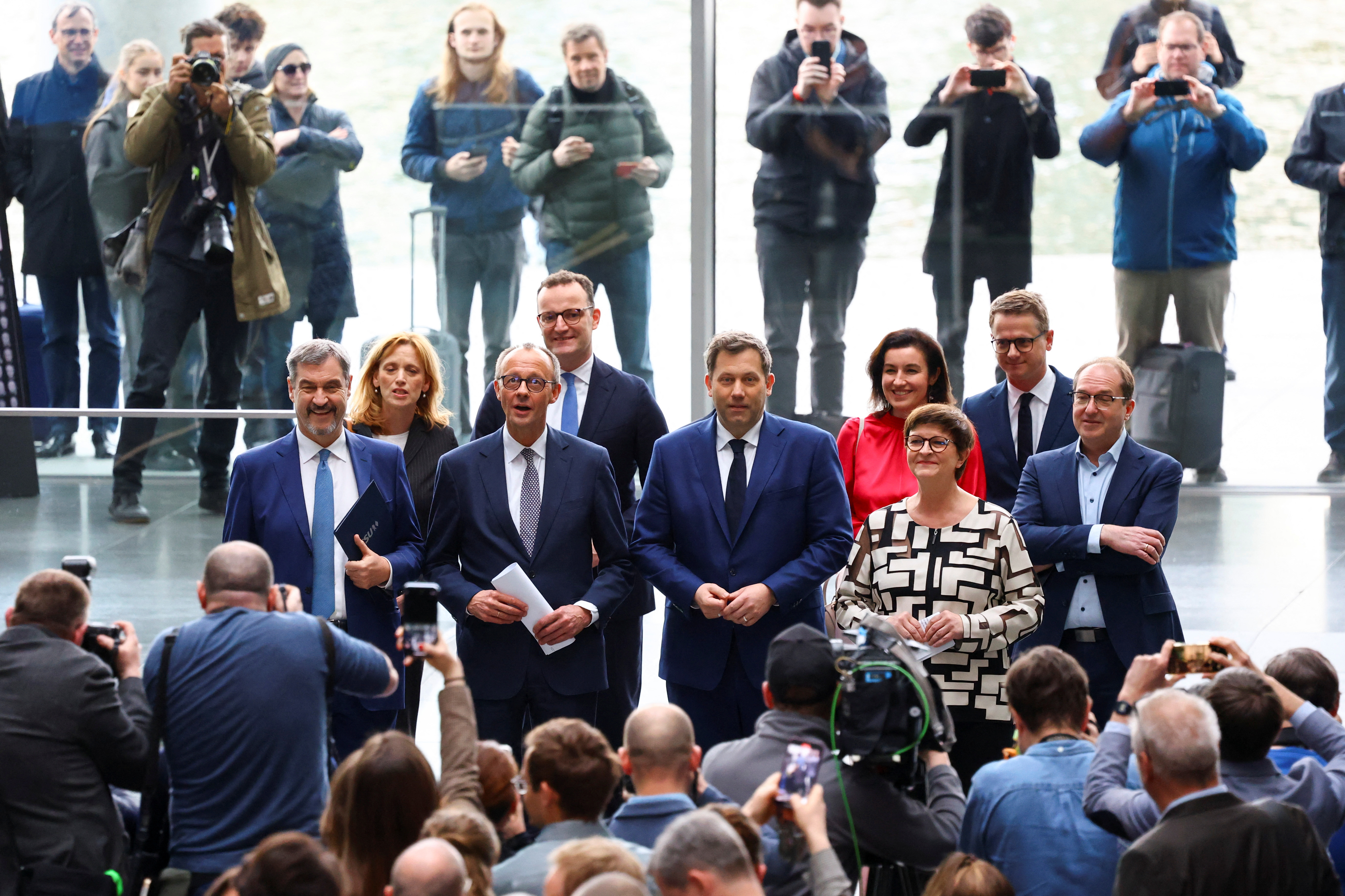 Press conference after CDU/CSU and SPD reached an agreement in coalition talks, in Berlin