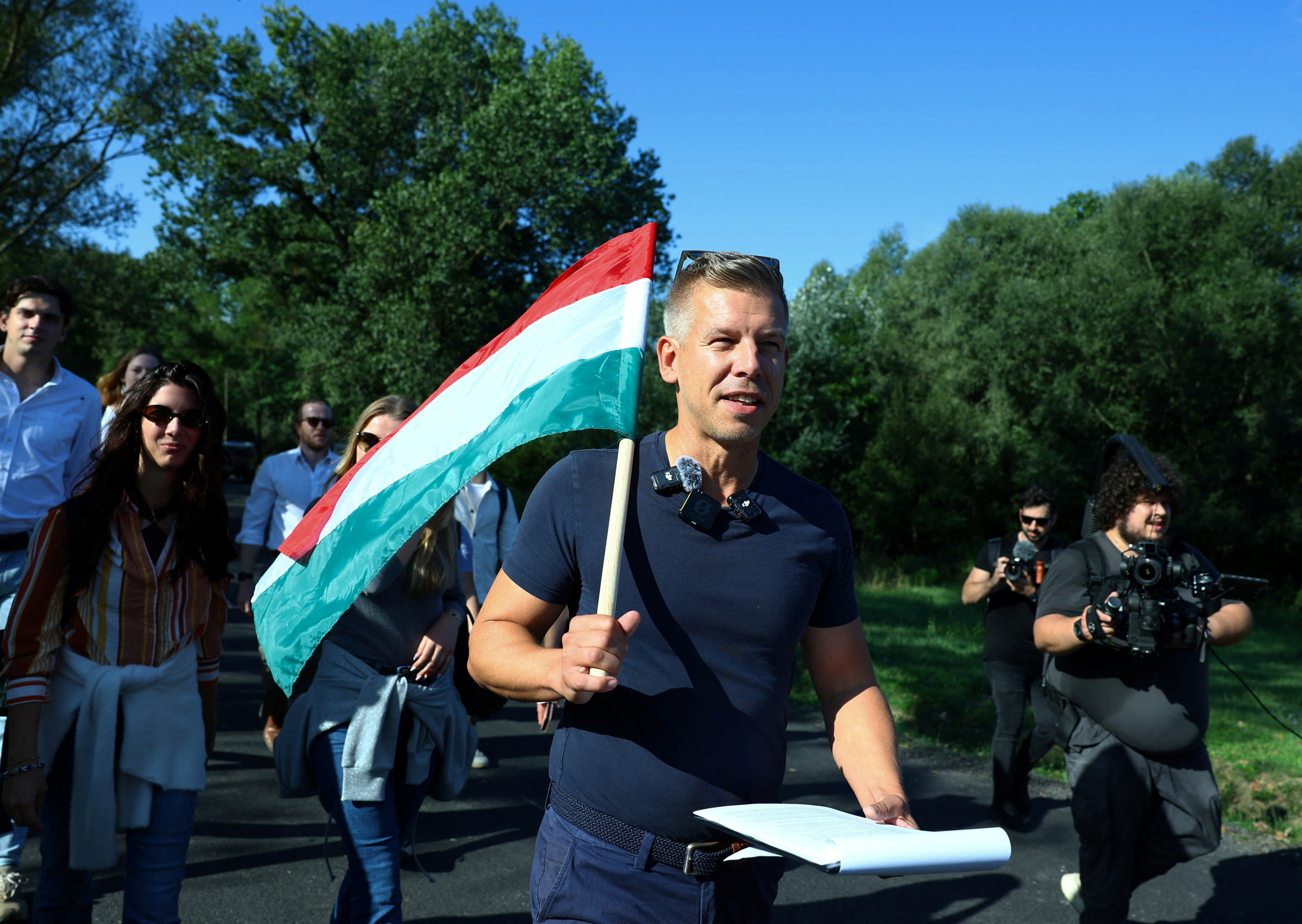 Magyar, leader of the opposition Tisza party holds a rally in Kotcse