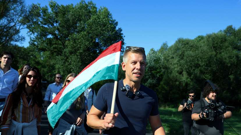 Magyar, leader of the opposition Tisza party holds a rally in Kotcse