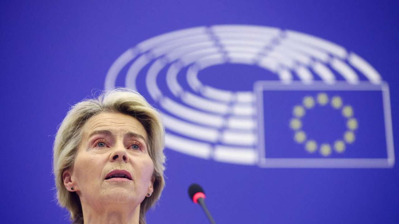 European Commission President Ursula von der Leyen holds a press conference on the suggested structure and portfolios of the college of European Commissioners in Strasbourg
