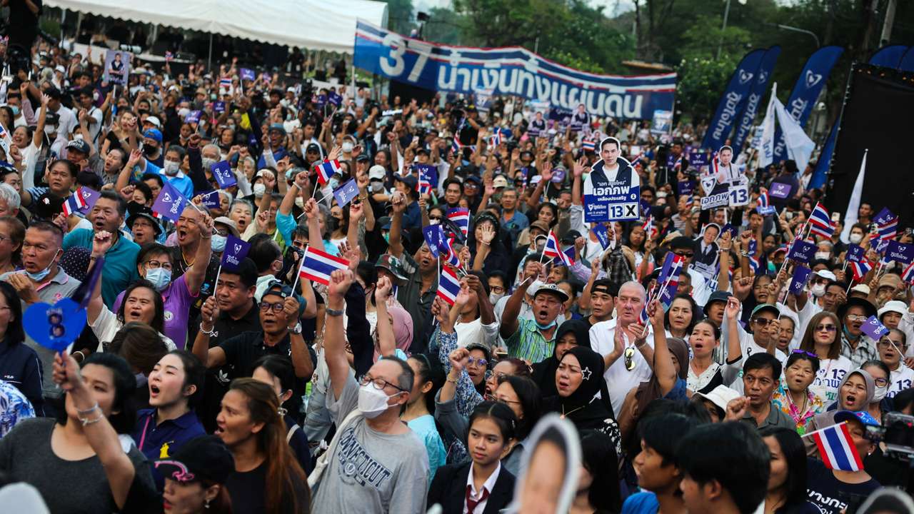 Thailand's Bhumjaithai party campaign ahead of Thailand's general election in Bangkok