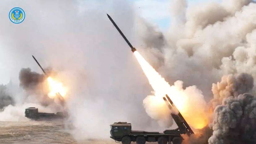 Screenshot from video released by Eastern Theatre Command of China's People's Liberation Army (PLA) on drills around Taiwan