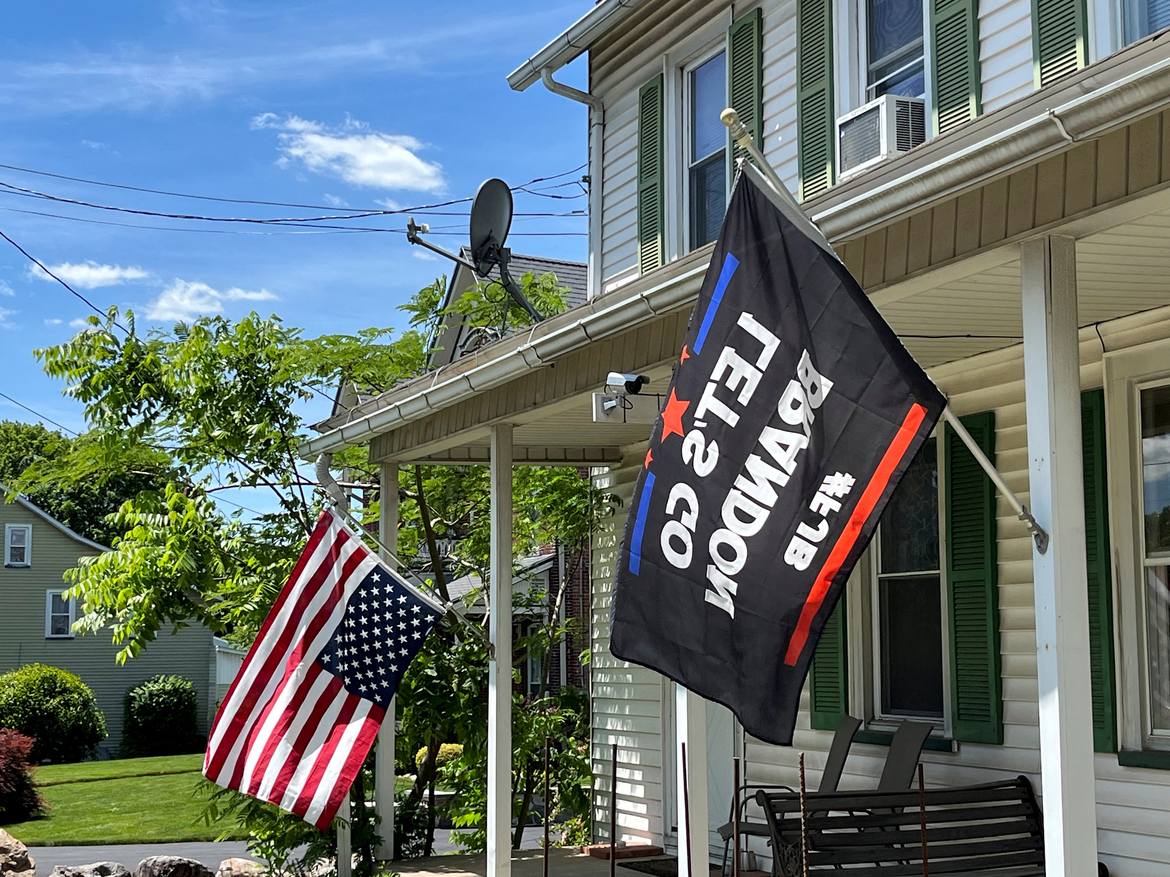 Trump supporters protest guilty verdict with upside down US flags