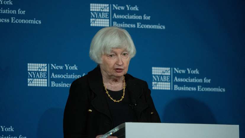 U.S. Treasury Secretary Janet Yellen delivers remarks on the Biden-Harris Administration's Economic Record during an event of the New York Association for Business Economics in New York