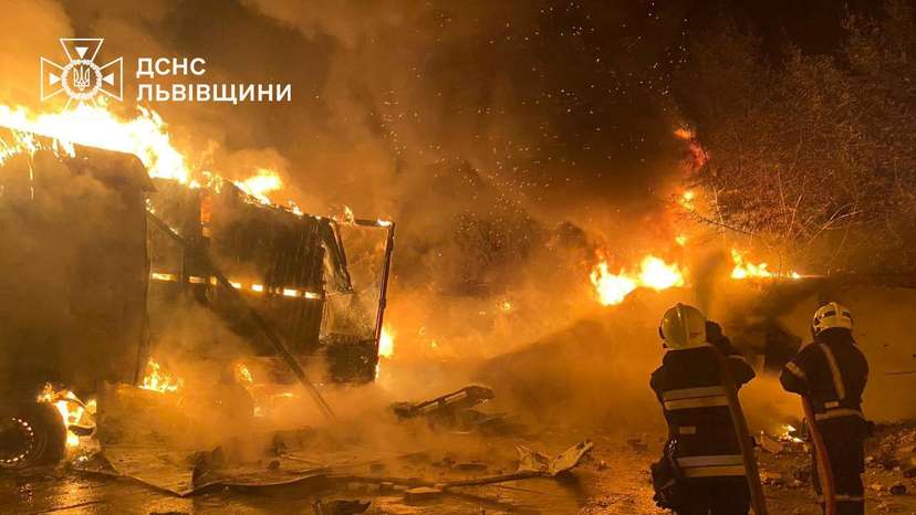 Aftermath of a Russian drone attack in Lviv region