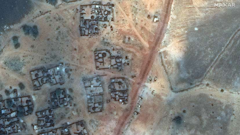 Satellite image shows vehicles in Zamzam Camp in North Darfur