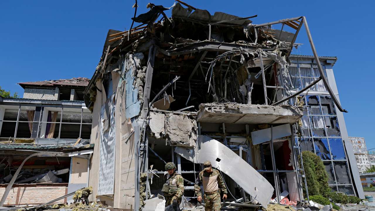 Aftermath of recent shelling in Donetsk