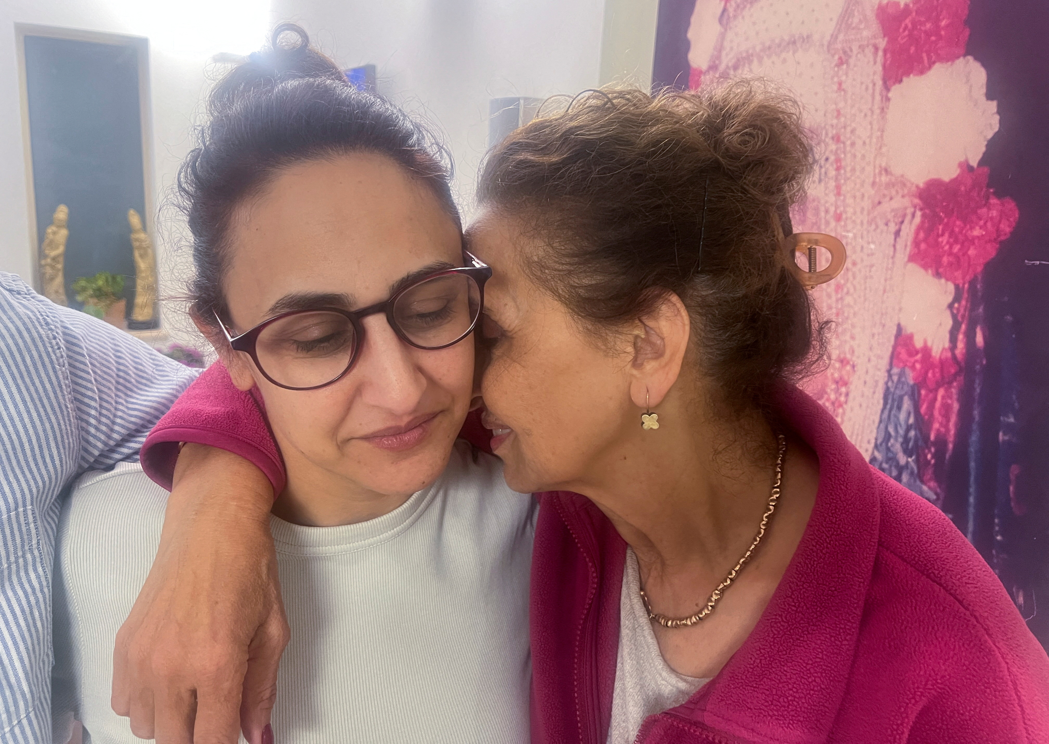 Sharon Alony-Cunio, who was kidnapped with her daughters Emma and Julie and husband David Cunio by Hamas, attends an interview with Reuters in Yavne