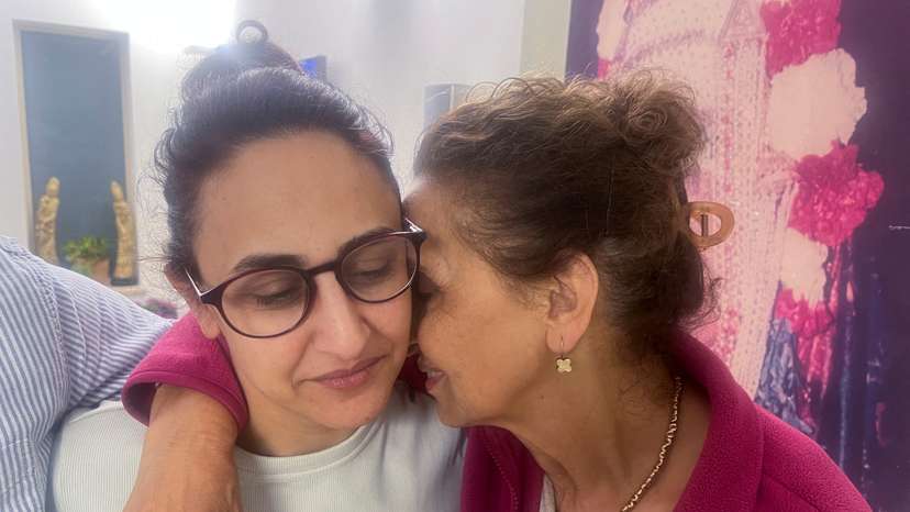 Sharon Alony-Cunio, who was kidnapped with her daughters Emma and Julie and husband David Cunio by Hamas, attends an interview with Reuters in Yavne