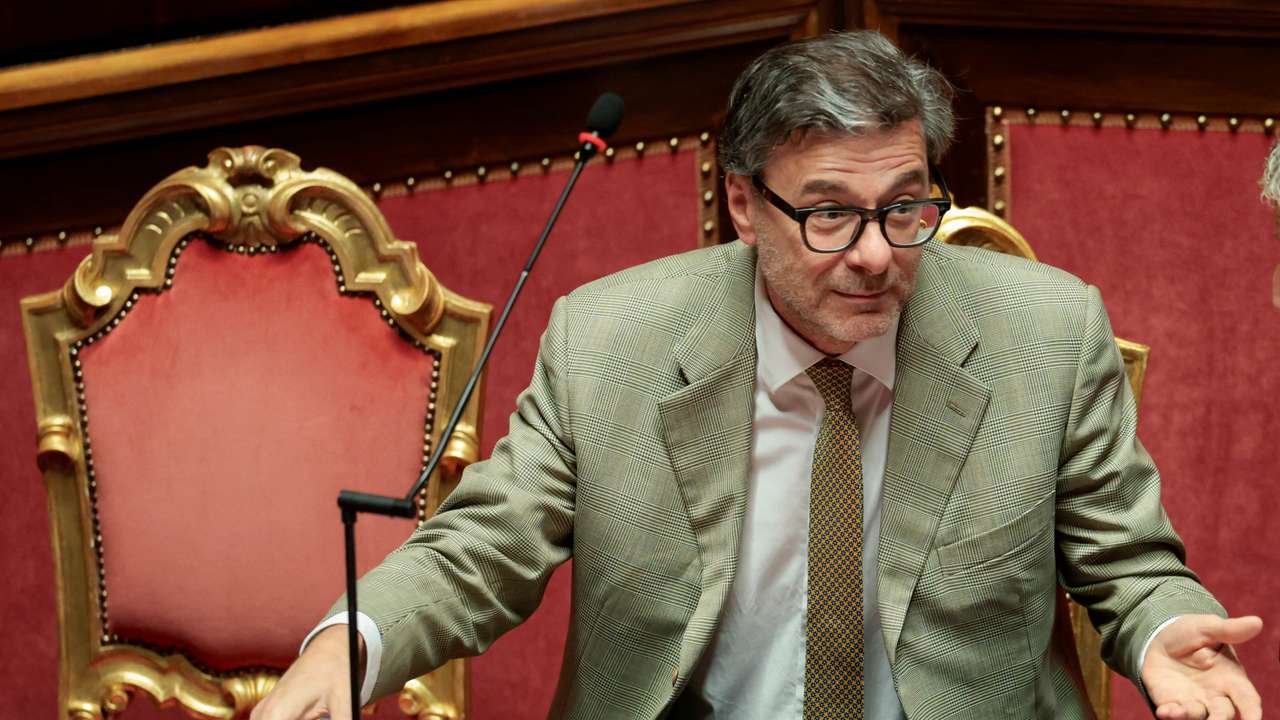 Italian Economy Minister Giancarlo Giorgetti attends the question time at the Senate