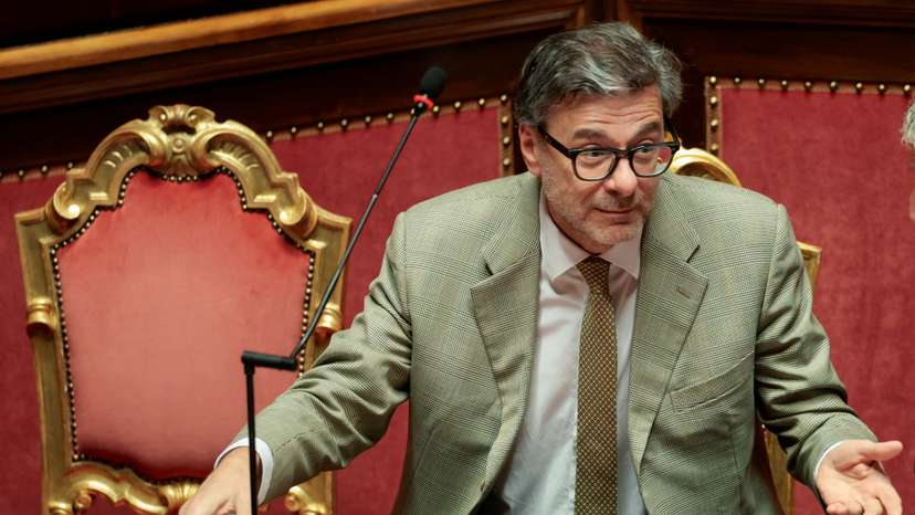 Italian Economy Minister Giancarlo Giorgetti attends the question time at the Senate