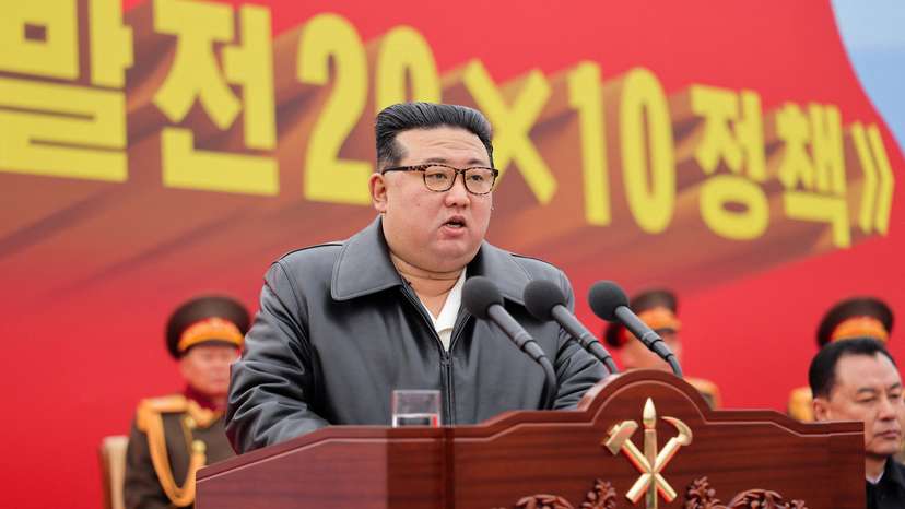 North Korean leader Kim Jong Un attends the groundbreaking ceremony for the construction of a factory in Seongcheon-gun