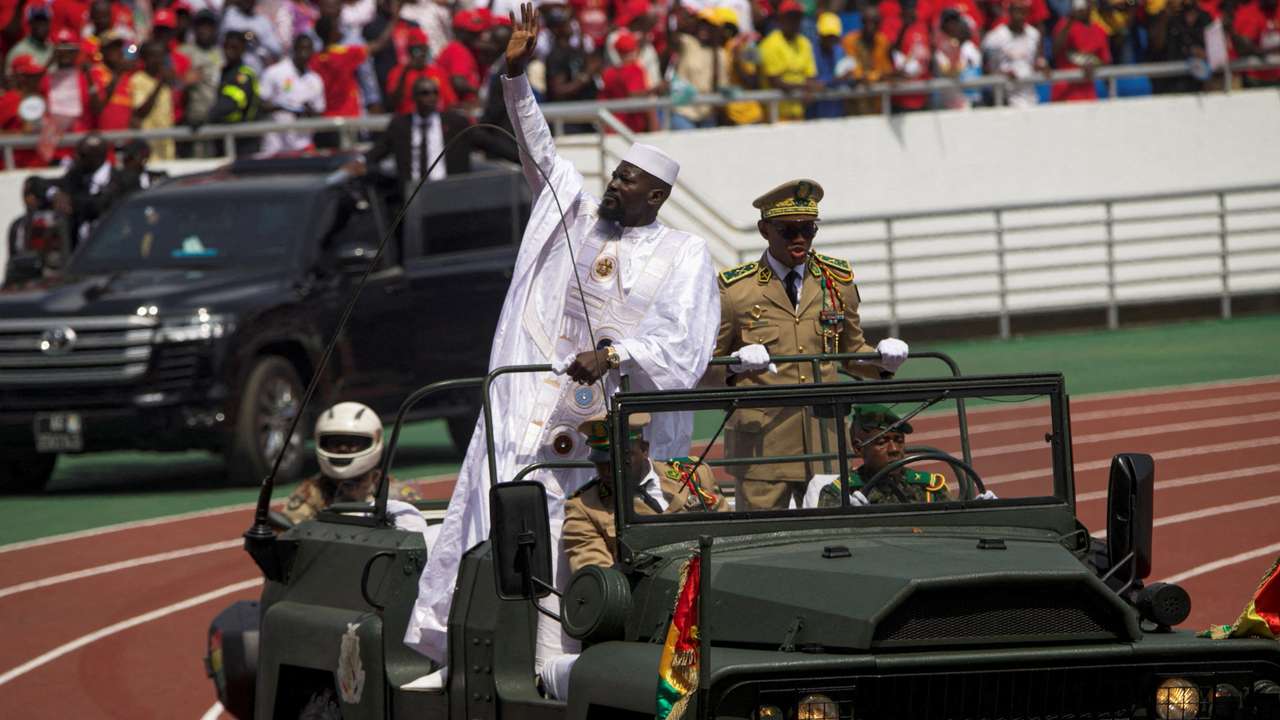 Guinea's President‑elect Mamady Doumbouya takes the oath of office during a swearing‑in ceremony in Conakry