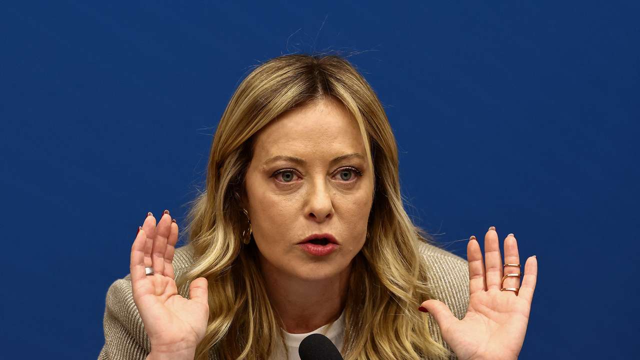 Italy's Prime Minister Giorgia Meloni attends her end-of-year press conference in Rome