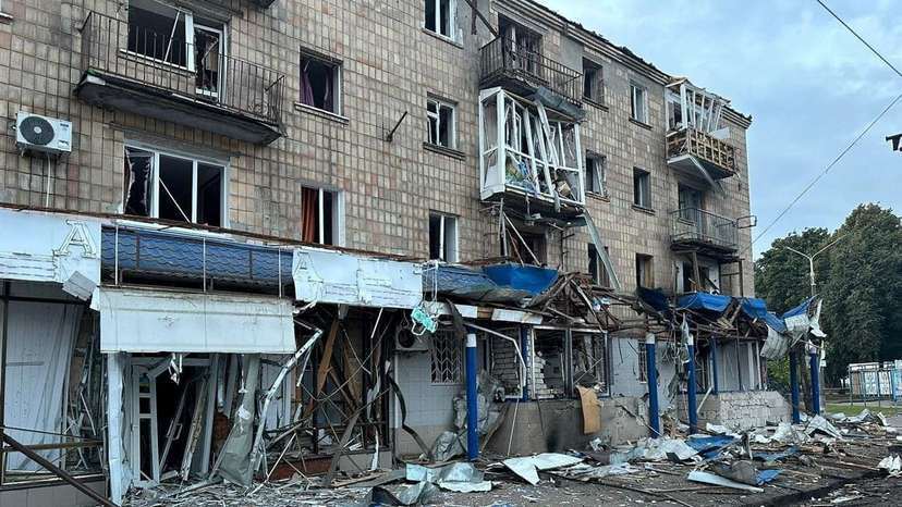 Aftermath of a Russian drone attack in Konotop