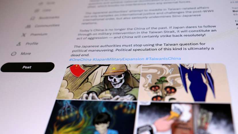 Illustration picture of a post on X by China's embassy in Manila
