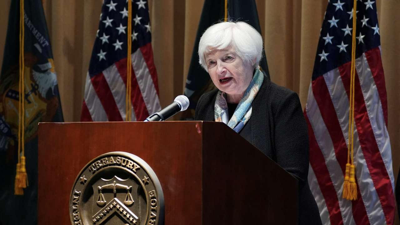 Treasury Secretary Janet Yellen speaks at IRS Headquarters in Washington