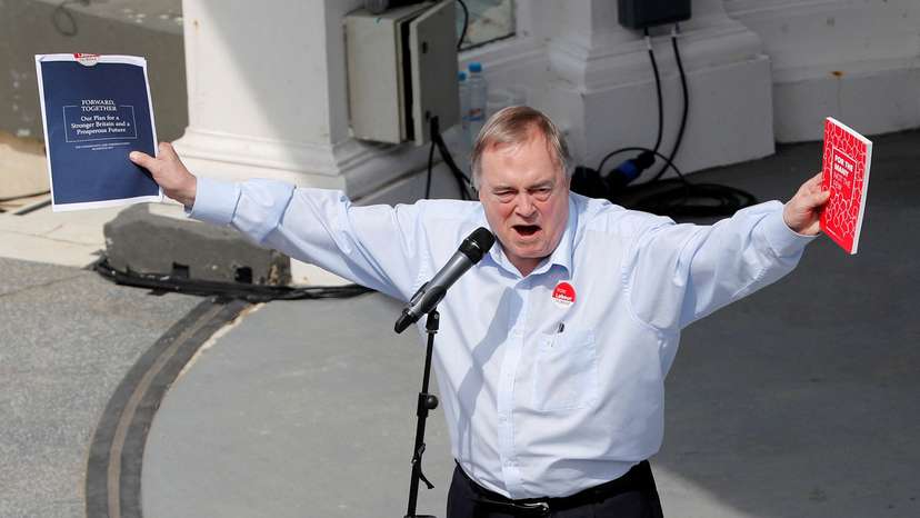 FILE PHOTO: Former Deputy Prime Minister John Prescott speaks in support of Jeremy Corbyn, leader of Britain's opposition Labour Party, at a campaign event in Scarborough