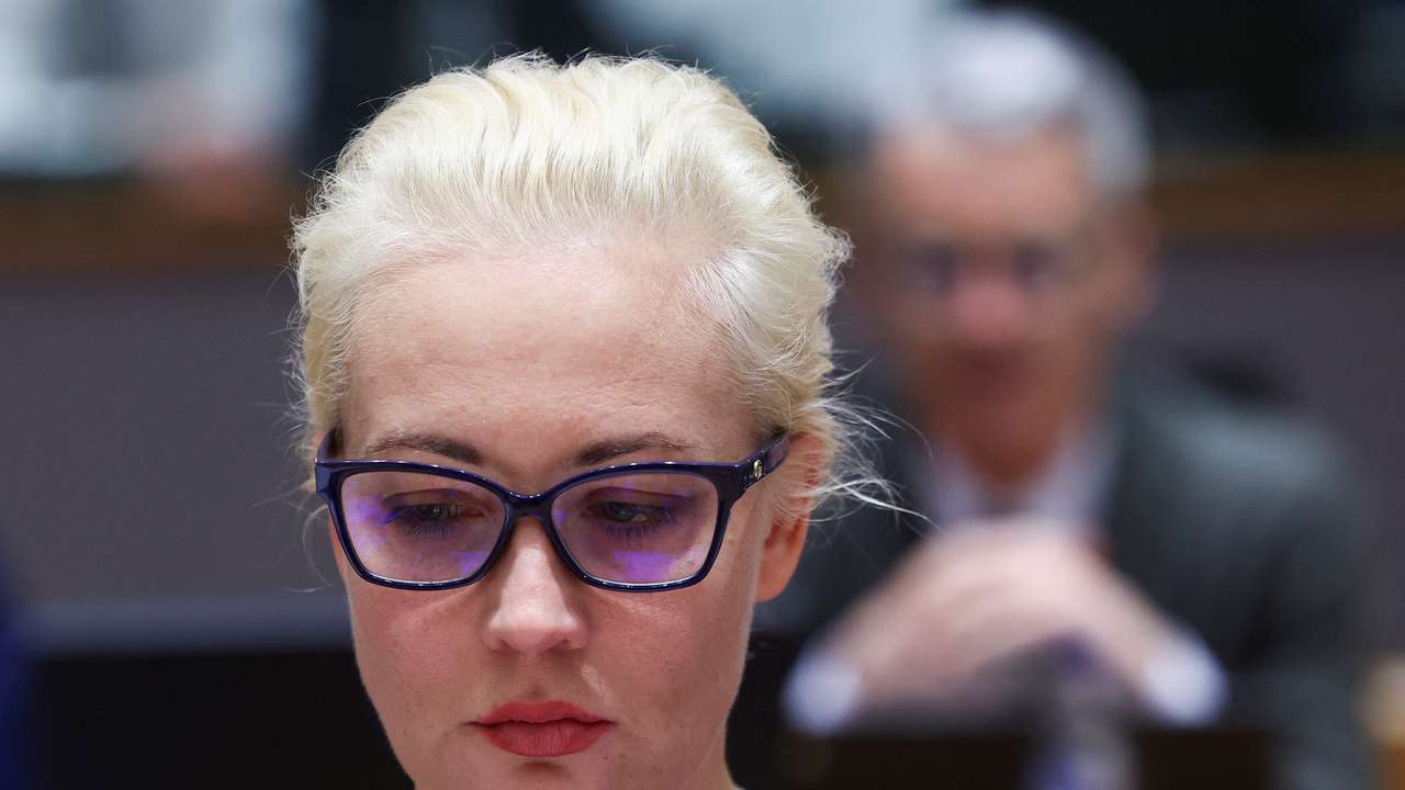 Yulia Navalnaya, the widow of Alexei Navalny, takes part in a meeting of EU foreign ministers in Brussels