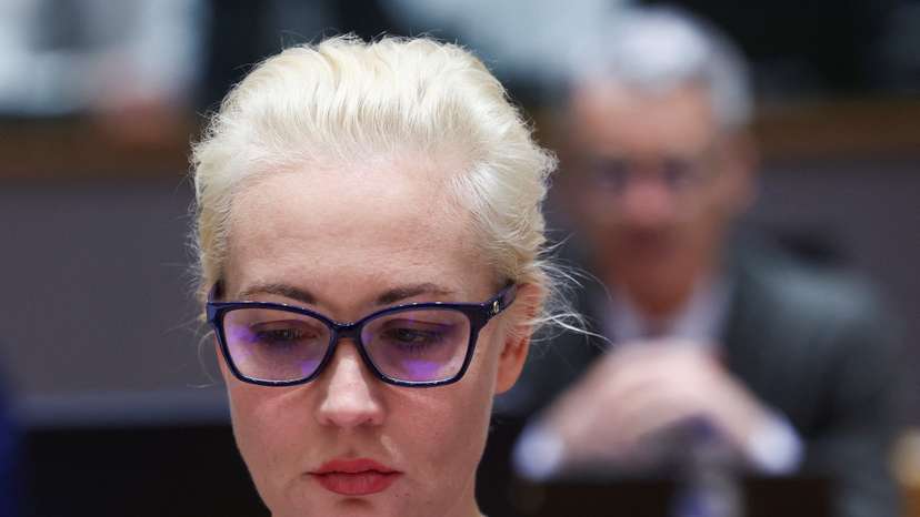 Yulia Navalnaya, the widow of Alexei Navalny, takes part in a meeting of EU foreign ministers in Brussels
