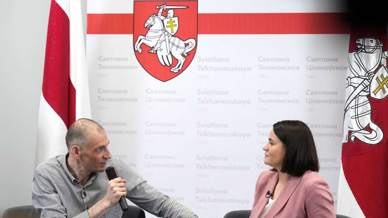 Belarus opposition figure Syarhei Tsikhanouski in Vilnius
