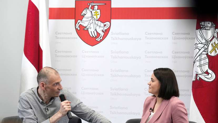Belarus opposition figure Syarhei Tsikhanouski in Vilnius