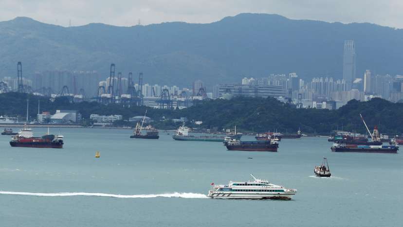 FILE PHOTO: General view of the city of Hong Kong is seen through a window of the Observation Wheel