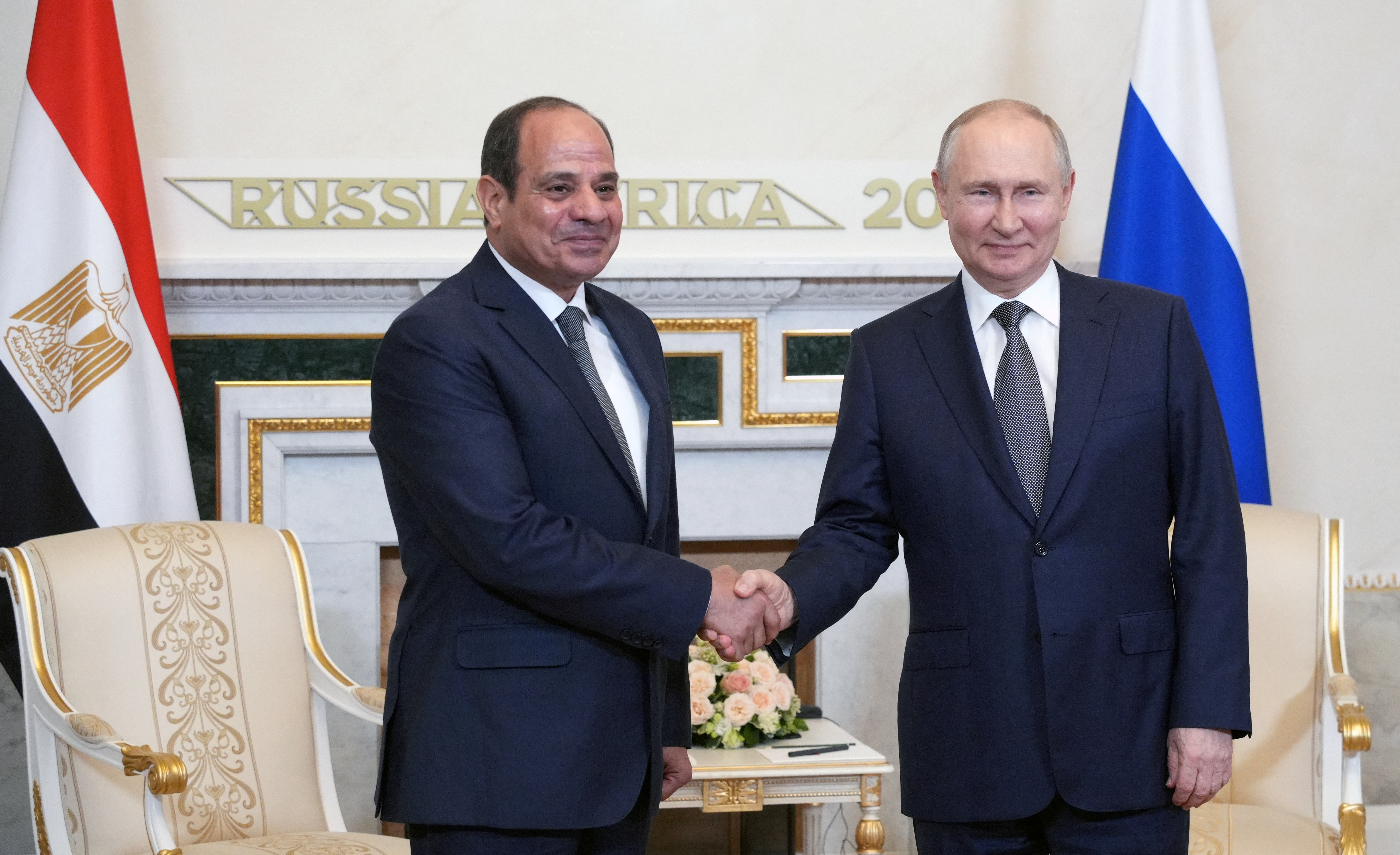 Russian President Vladimir Putin meets with Egyptian President Abdel Fattah al-Sisi in St Petersburg
