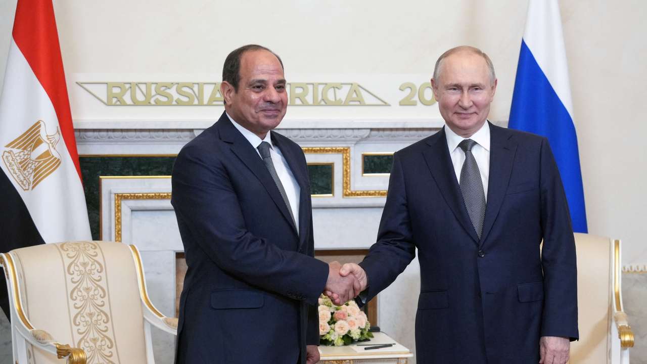 Russian President Vladimir Putin meets with Egyptian President Abdel Fattah al-Sisi in St Petersburg