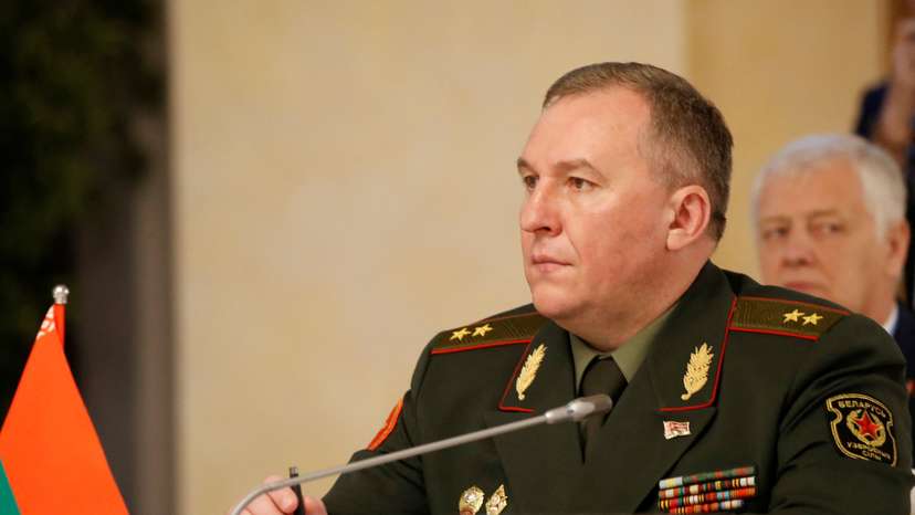 Belarusian Defence Minister Viktor Khrenin attends a meeting of the CSTO Defence Ministers' Council in Almaty