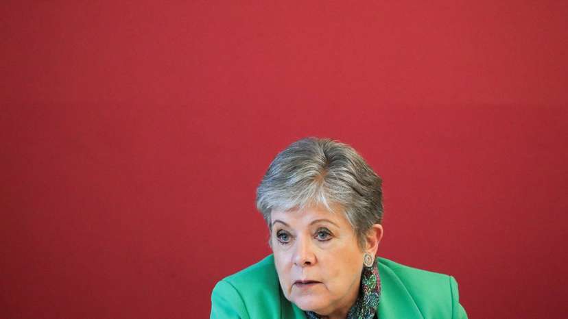 Mexico's new Foreign Minister Alicia Barcena Ibarra holds a meeting with the media in Mexico City