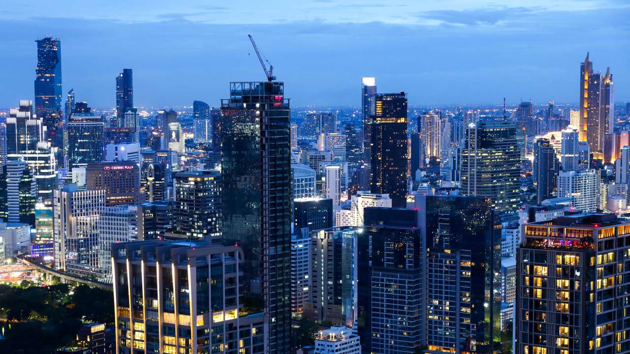 Bangkok's skyline photographed during sunset in Bangkok