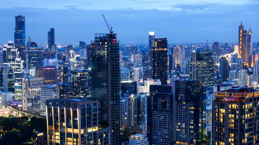 Bangkok's skyline photographed during sunset in Bangkok
