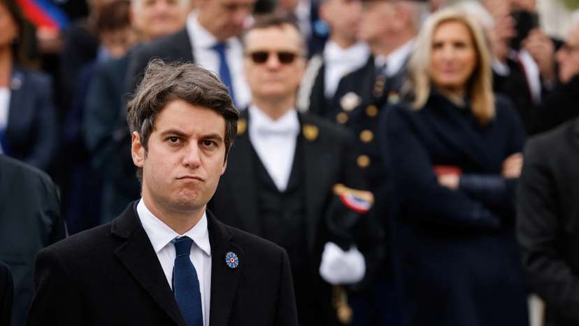 Ceremony commemorating the end of World War II, in Paris