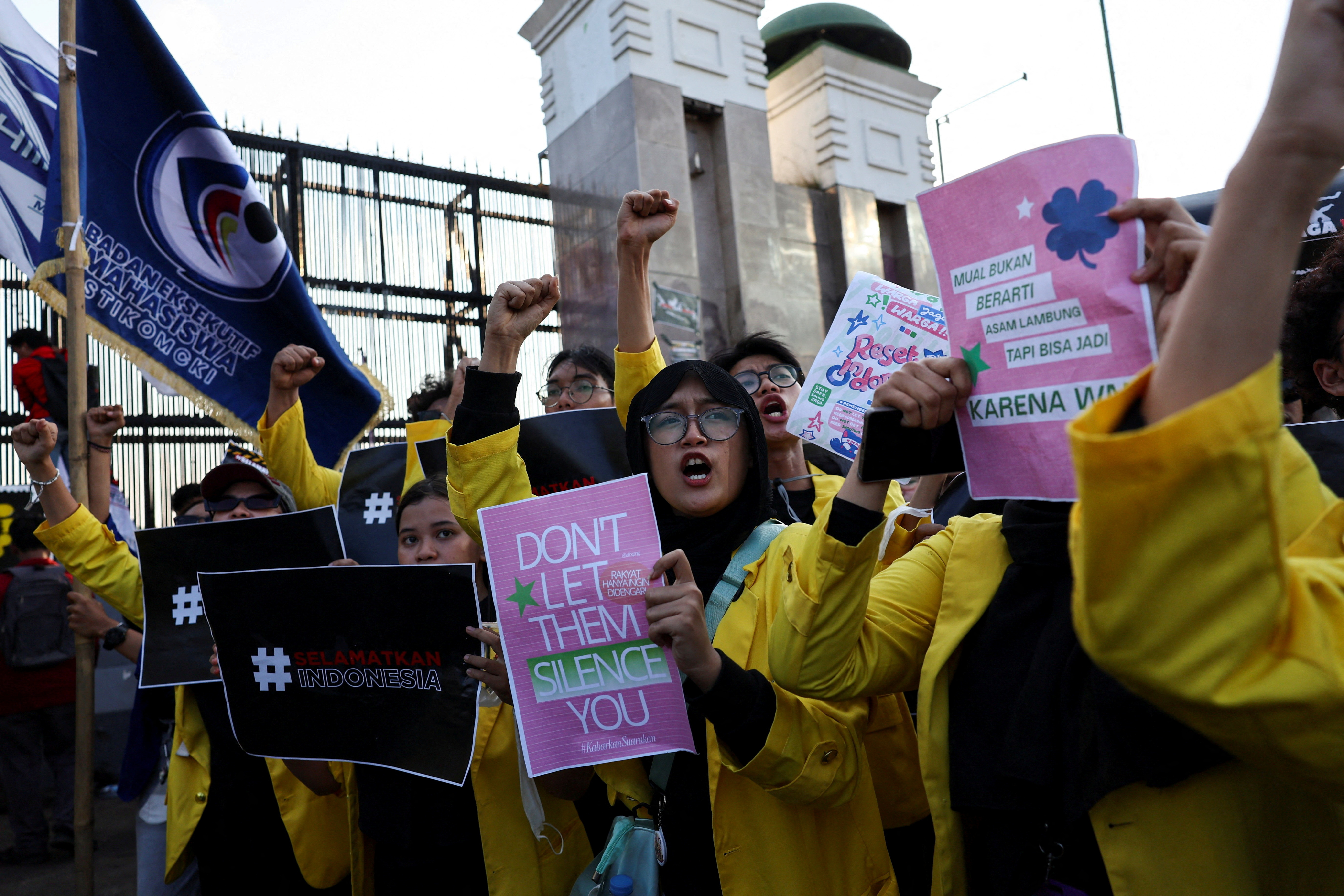 FILE PHOTO: Protest outside Indonesian parliament building in Jakarta