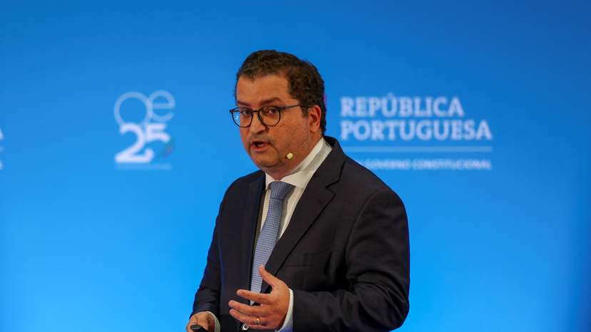 Portugal's finance minister Joaquim Miranda Sarmento speaks during a press conference on the 2025 budget draft, in Lisbon