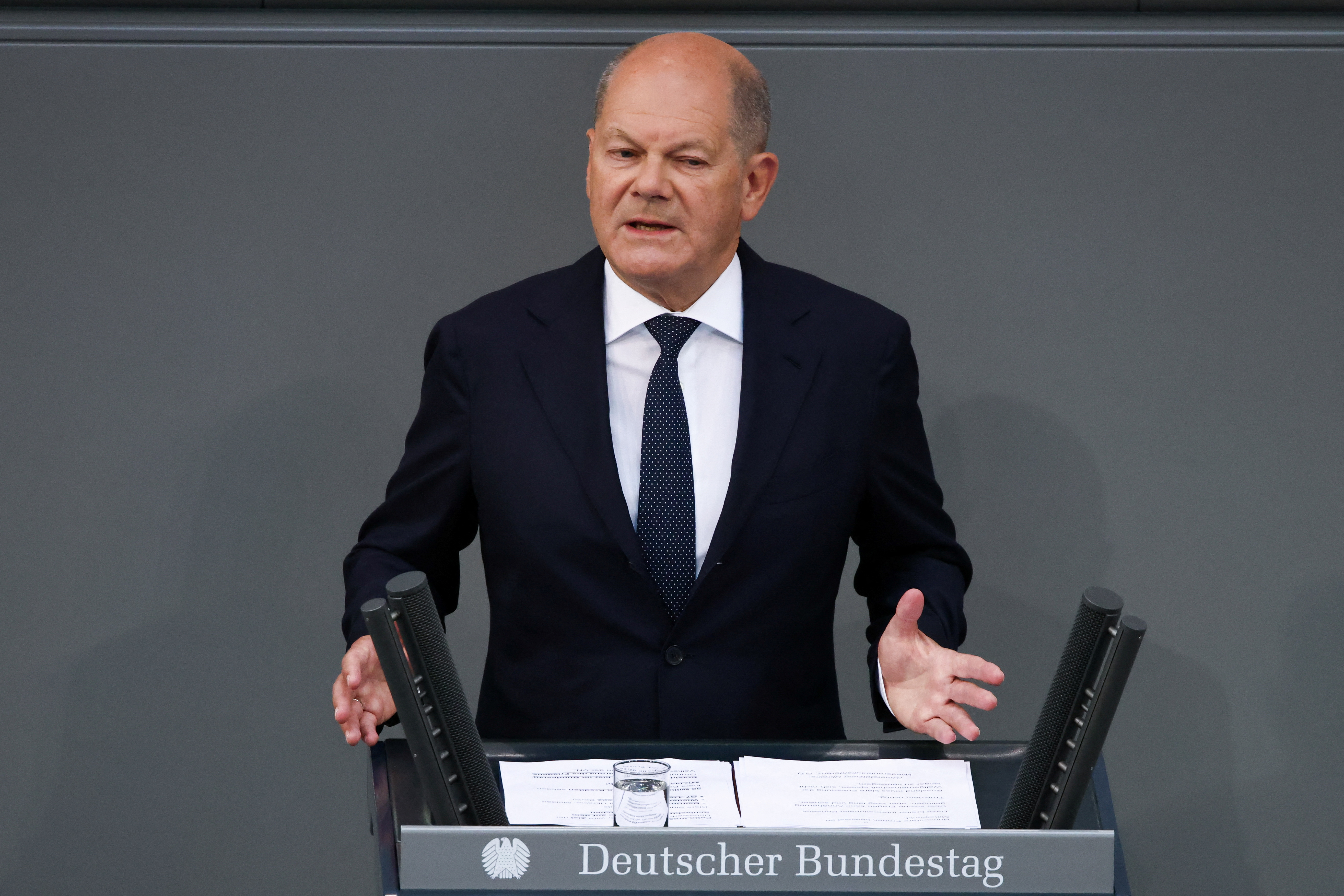 German Chancellor Scholz delivers a government declaration in parliament, in Berlin