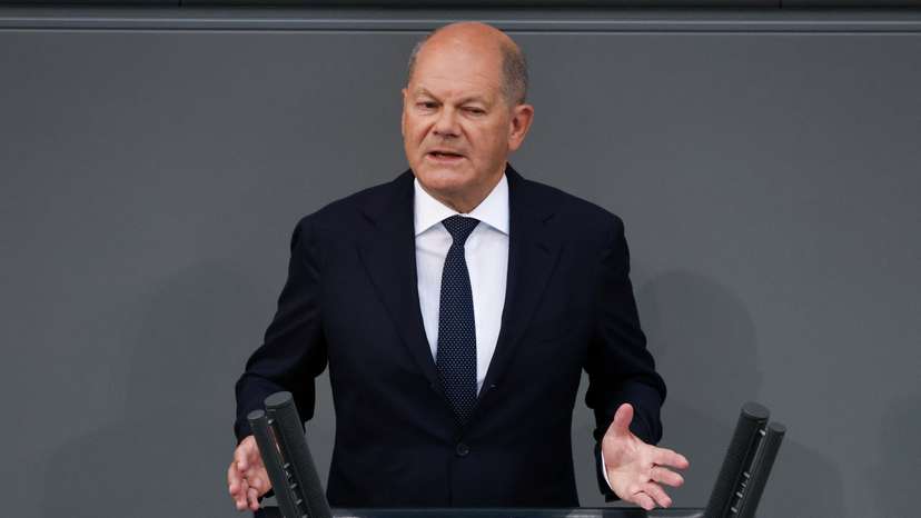 German Chancellor Scholz delivers a government declaration in parliament, in Berlin