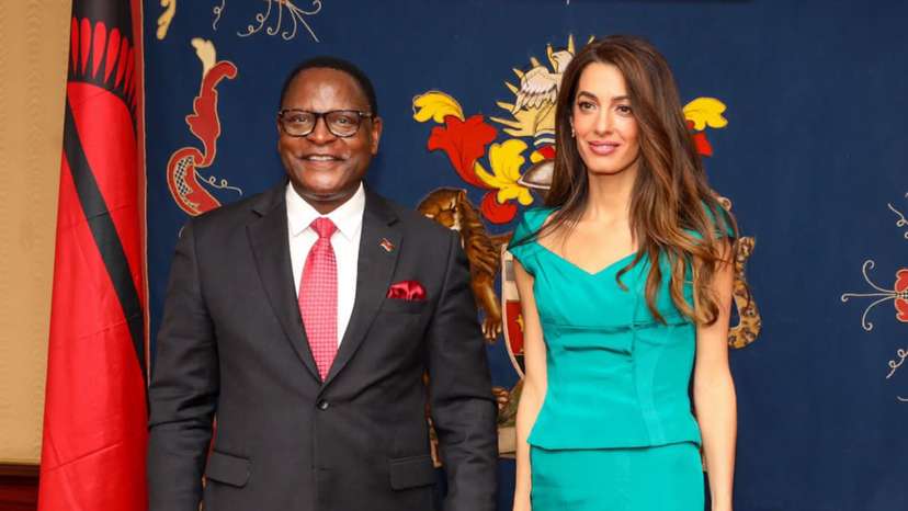 Malawi President, Lazarus Chakwera and Amal Clooney, co-founder of the Clooney Foundation for Justice
