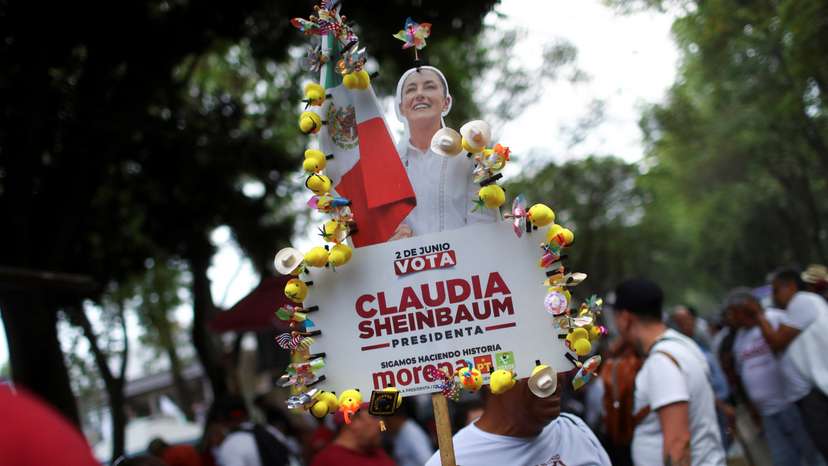 Presidential candidate Claudia Sheinbaum holds a campaign rally in Mexico City