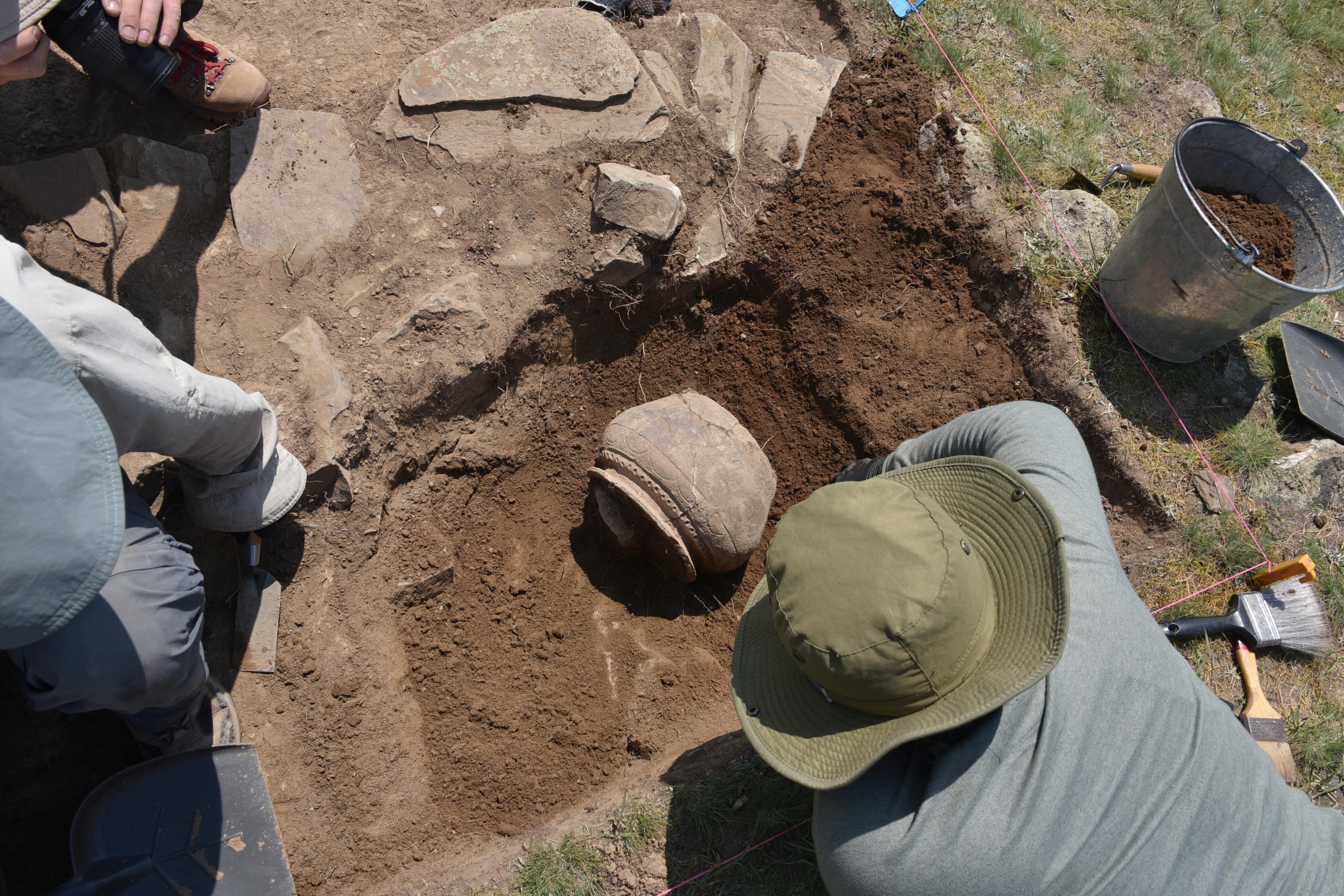 Researchers excavate medieval pottery at the newly rediscovered medieval Silk Road city Tugunbulak